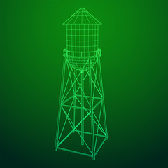 Water tower. Industrial construction vector