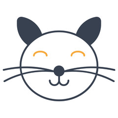 Domestic Healthy Cat Eating Vector Icon Design