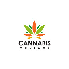 Cannabis leaf logo design vector template