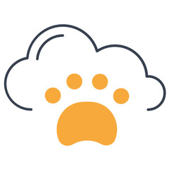 Pet Paw Cloud App Mobile Vector Icon Design