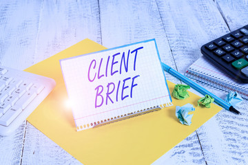 Handwriting text writing Client Brief. Conceptual photo information to be used as the basis for an...