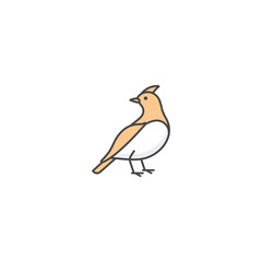 Vector linear icon design waxwing bird on white background. Waxwing colorful emblems or badges.