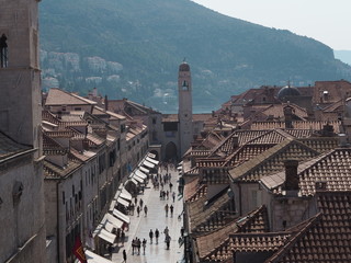 An elevated view of a street in Dubrovnik 