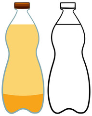 Beer plastic bottle in colored and line versions