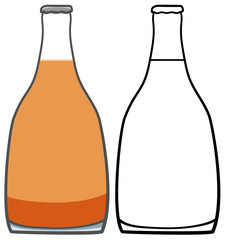 Glass beer bottle in colored and line versions