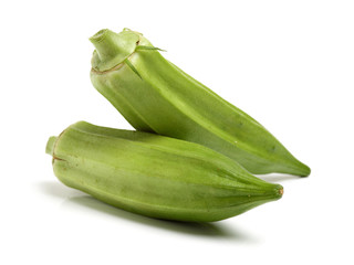 Fresh young okra isolated on white background