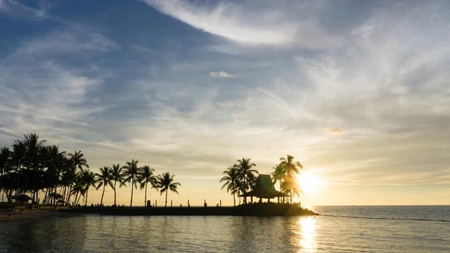 Day to night time lapse of sunset in Kota Kinabalu Tanjung Aru Beach in Sabah Malaysia