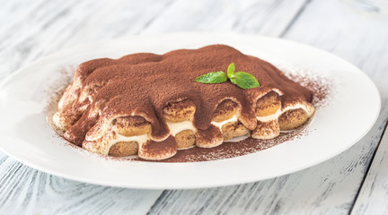 Portion of tiramisu