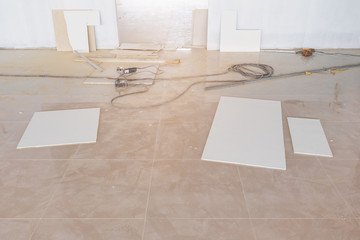 gypsum board sheet decorate in interior room building construction site