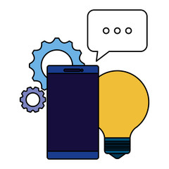 social media marketing with smartphone and icons vector illustration design