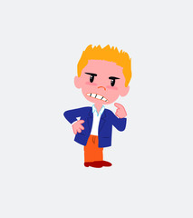 Businessman in casual style ponders, something angry.