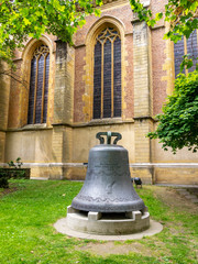 Obraz premium Church bell in Notre-Dame Cathedral churchyard, Luxembourg City, Luxembourg