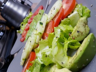 fresh salad with tomatoes and cucumbers