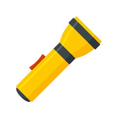 Yellow flashlight icon. Flat illustration of yellow flashlight vector icon for web design - obrazy, fototapety, plakaty