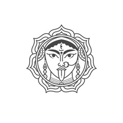 Vector illustration of goddess Durga. Culture and relidion symbolof India.
