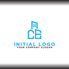 Fototapeta premium Initial concept of the CE logo with a building template vector for construction.