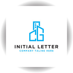 Initial concept of CG logo with building template vector for construction.