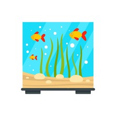Glass aquarium icon. Flat illustration of glass aquarium vector icon for web design