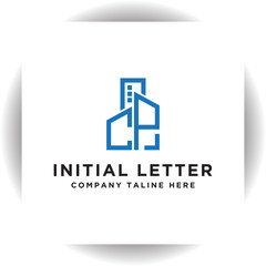 Fototapeta premium Initial concept of CP logo with building template vector for construction.