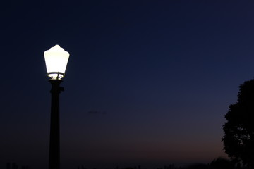 street lamp on the background of blue sky