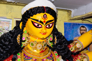 Beautiful colored Idol of Hindu Goddess Durga during Bengal's Durga Puja festival