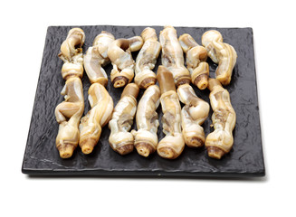 Razor clams isolated on white background.