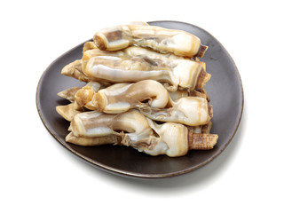 Razor clams isolated on white background.