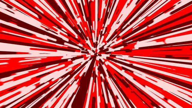 Stylized red and white rays warp background loop