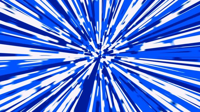 Stylized blue and white rays warp background loop