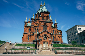 Fototapeta na wymiar Eastern Orthodox cathedral in Helsinki, Finland