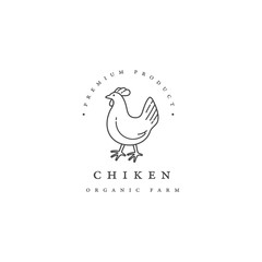 Fototapeta na wymiar Vector design emblem and icon in linear style - chiken meat products - healthy food. Logo sign.