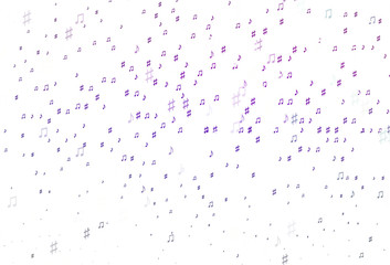 Light Purple vector template with musical symbols.