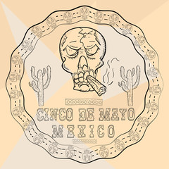 contour illustration 10 circular ornament sticker with skulls Mexican theme for decoration design and backgrounds