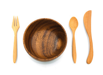 tableware wooden texture set isolated on white background