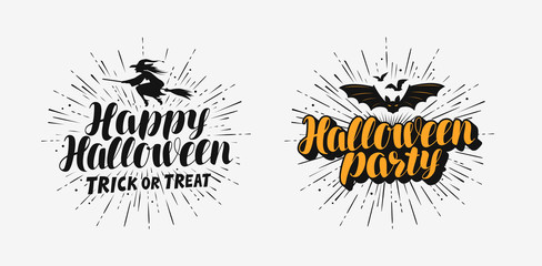 Hand drawn Halloween lettering. Holiday vector illustration