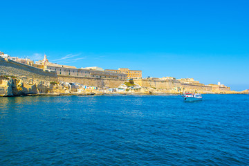 Obraz na płótnie Canvas Landscape with old Fort Saint Elmo, Valletta, Malta