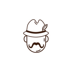 man with oktoberfest german hat celebration isolated icon