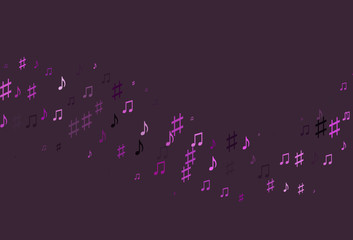 Light Purple vector template with musical symbols.