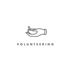 Vector logo, badge and icon for charity and volunteer concepts. Food sharing sign design. Symbol of volunteer organizations giving food for the poor.