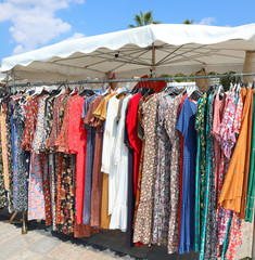 stall of clothes at market