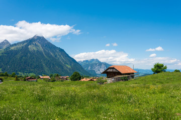 Obraz premium Landscape with Mount Niesen in Aeschi bei Spiez