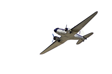 Airplane isolated on white. airplane with propeller flying 