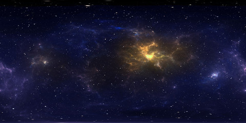 Fototapeta premium 360 degree stellar system and gas nebula. Panorama, environment 360 HDRI map. Equirectangular projection, spherical panorama. Virtual reality background.