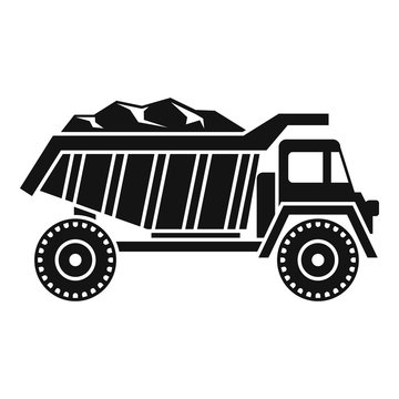 Coal dump truck icon. Simple illustration of coal dump truck vector icon for web design isolated on white background