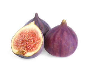 Tasty fresh fig fruits on white background