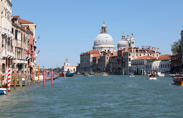 Fototapeta na wymiar Venice and the Grand Canal with big dome of Madonna della Salute