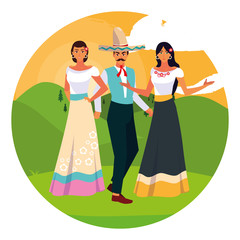 Isolated mexican people vector design