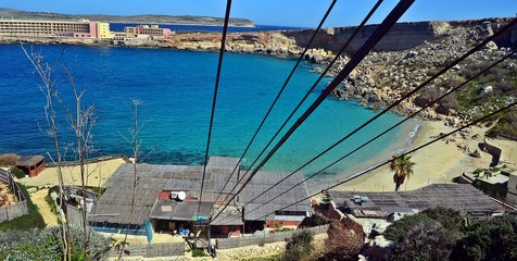 Mediterranean coastline and cliffs of Malta and Gozo.