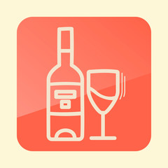 Bottle wine and glass outline icon. Thanksgiving