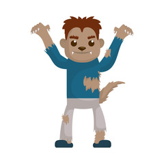little boy with werewolf costume character